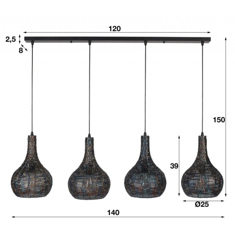 ZI Hanging lamp 4L armor cone